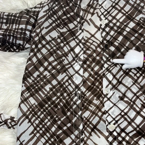 Trina Turk Brown/White Brush Print Swim Cover-Up Tunic